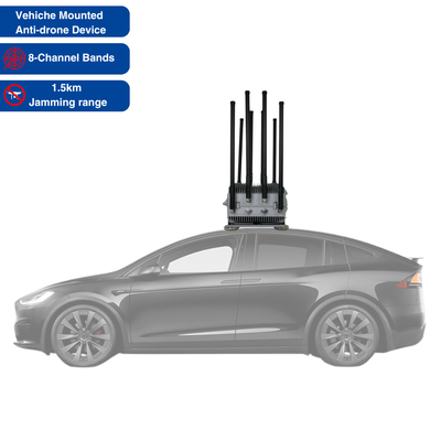 Caja de interferencia magnética de la señal del dron montada en el vehículo de 8 canales Bandas FPV Drone Jammer