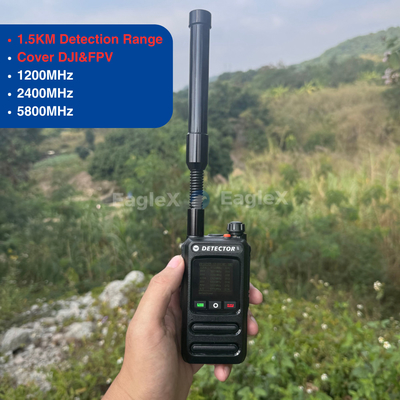 1.5-2KM FPV de mano Detector de drones Detección 800 ¥1500MHz、2400 ¥2485MHz、5725 ¥5850MHz