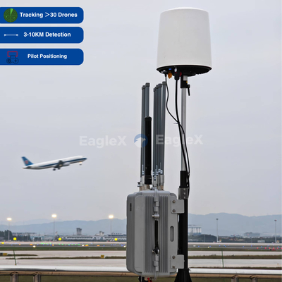 Detección de drones de seguridad del aeropuerto 3/5/8/10KM Detector de drones FPV para vigilancia de amplio rango de frecuencia