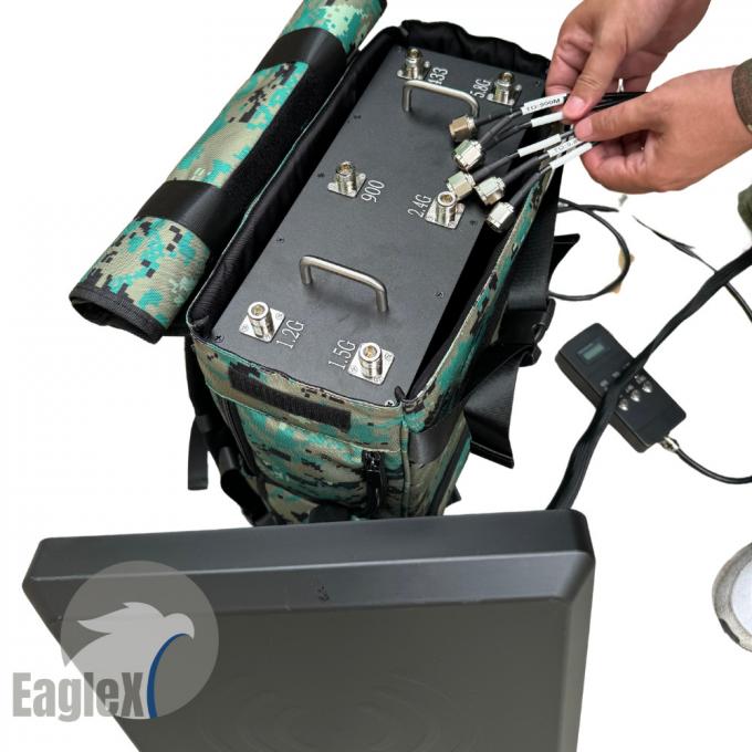 Camuflaje Mochila Drone Jammer 6 Banda 2.4G 5.8G 433M 900M 1.2G 1.5G 2.5KM Rango 0