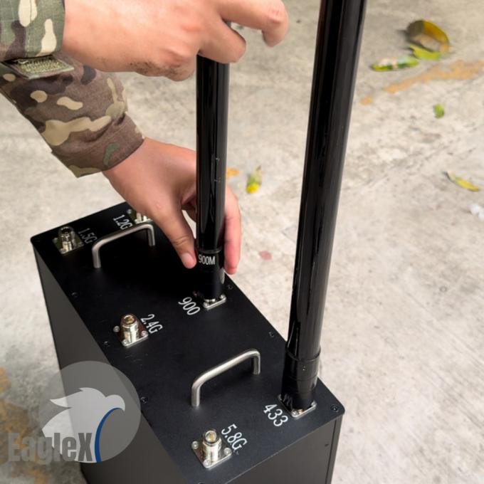 6 bandas anti FPV Drone Jammer 433M 900M 1.2G 1.5G 2.4G 5.8G UAV señal GPS Amplificador de mochila 0